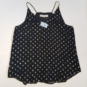 Black Tank Top Metallic Silver Sz Small Petite New